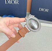 Kitlife Dior Médaillon Belt Brown Smooth Calfskin Silver Hardware 25mm  - 3