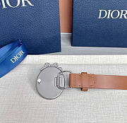 Kitlife Dior Médaillon Belt Brown Smooth Calfskin Silver Hardware 25mm  - 2