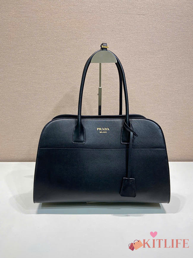 Kitlife Prada Large Leather Tote Bag Black 1BG571 38x24.5x18cm - 1