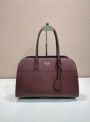 Kitlife Prada Large Leather Tote Bag Burgundy 1BG571 38x24.5x18cm - 1