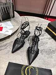 Kitlife Christian Louboutin Bombina Spikes Slingback Flats Black  - 1
