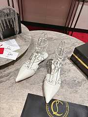 Kitlife Christian Louboutin Bombina Spikes Slingback Flats White - 1