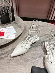 Kitlife Christian Louboutin Bombina Spikes Slingback Flats White - 6
