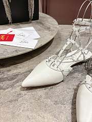 Kitlife Christian Louboutin Bombina Spikes Slingback Flats White - 4