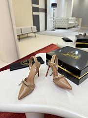 Kitlife Christian Louboutin Women’s 100mm Slingy Zip Leather Pumps Beige - 1