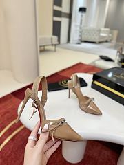 Kitlife Christian Louboutin Women’s 100mm Slingy Zip Leather Pumps Beige - 5