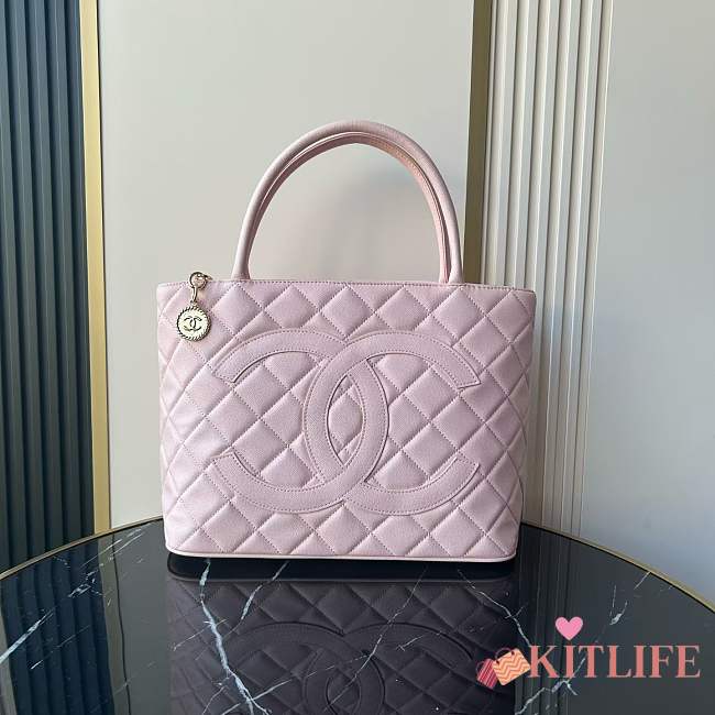 Kitlife Chanel Caviar Quilted Medallion Tote Pink 30x14x24cm - 1