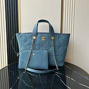 Kitlife Chanel Blue Denim Shopping Bag 31x28x17cm - 1