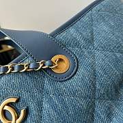Kitlife Chanel Blue Denim Shopping Bag 31x28x17cm - 4