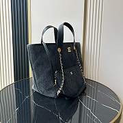 Kitlife Chanel Black Denim Shopping Bag 31x28x17cm - 5