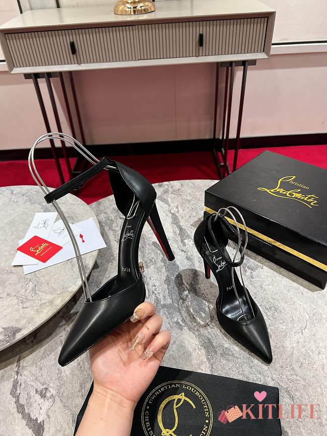 Kitlife Christian Louboutin Black Leather Uptown Ankle Wrap 100 Pumps - 1