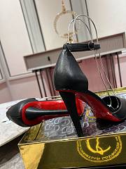 Kitlife Christian Louboutin Black Leather Uptown Ankle Wrap 100 Pumps - 6