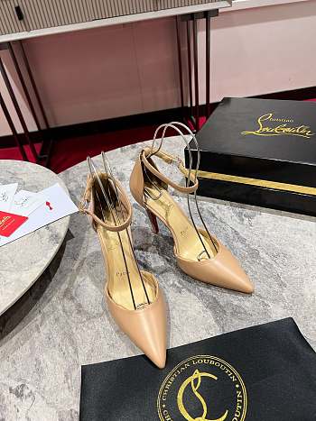 Kitlife Christian Louboutin Beige Leather Uptown Ankle Wrap 100 Pumps