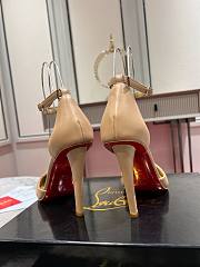 Kitlife Christian Louboutin Beige Leather Uptown Ankle Wrap 100 Pumps - 3
