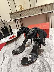 Kitlife Christian Louboutin Astrinodo Crystal Bow Silk Tie 100mm Heels Sandals Black - 1