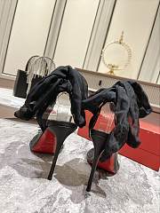 Kitlife Christian Louboutin Astrinodo Crystal Bow Silk Tie 100mm Heels Sandals Black - 5