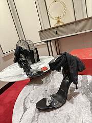 Kitlife Christian Louboutin Astrinodo Crystal Bow Silk Tie 100mm Heels Sandals Black - 4