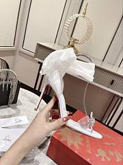 Kitlife Christian Louboutin Astrinodo Crystal Bow Silk Tie 100mm Heels Sandals White - 4