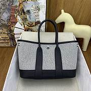 Kitlife Hermes Mini Garden Party Canvas Leather Bag Grey & Black 23cm - 1