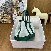 Kitlife Hermes Mini Garden Party Canvas Leather Bag Beige & Green 23cm  - 6