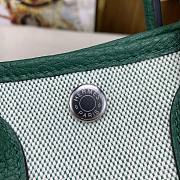 Kitlife Hermes Mini Garden Party Canvas Leather Bag Beige & Green 23cm  - 5