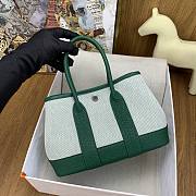 Kitlife Hermes Mini Garden Party Canvas Leather Bag Beige & Green 23cm  - 3