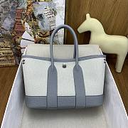 Kitlife Hermes Mini Garden Party Canvas Leather Bag Beige & Gray 23cm - 1