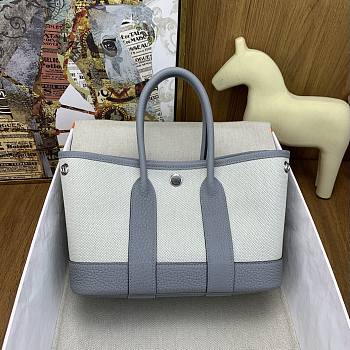 Kitlife Hermes Mini Garden Party Canvas Leather Bag Beige & Gray 23cm
