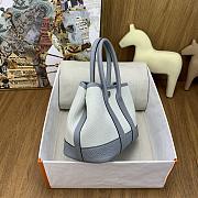 Kitlife Hermes Mini Garden Party Canvas Leather Bag Beige & Gray 23cm - 2