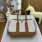 Kitlife Hermes Mini Garden Party Canvas Leather Bag Beige & Brown 23cm  - 1