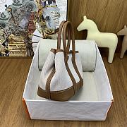 Kitlife Hermes Mini Garden Party Canvas Leather Bag Beige & Brown 23cm  - 4