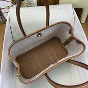 Kitlife Hermes Mini Garden Party Canvas Leather Bag Beige & Brown 23cm  - 5