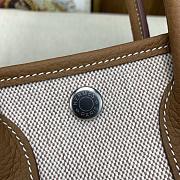Kitlife Hermes Mini Garden Party Canvas Leather Bag Beige & Brown 23cm  - 6