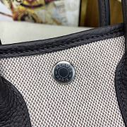Kitlife Hermes Mini Garden Party Canvas Leather Bag Beige & Black 23cm - 6