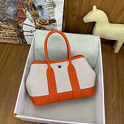Kitlife Hermes Mini Garden Party Canvas Leather Bag Beige & Orange 23cm  - 1