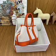 Kitlife Hermes Mini Garden Party Canvas Leather Bag Beige & Orange 23cm  - 6