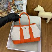Kitlife Hermes Mini Garden Party Canvas Leather Bag Beige & Orange 23cm  - 2