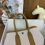 Kitlife Hermes Mini Garden Party Canvas Leather Bag Beige & Caramel 23cm  - 5