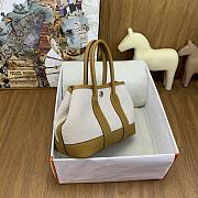 Kitlife Hermes Mini Garden Party Canvas Leather Bag Beige & Caramel 23cm  - 3