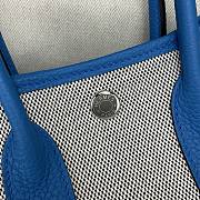 Kitlife Hermes Mini Garden Party Canvas Leather Bag Beige & Blue 23cm  - 6