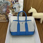 Kitlife Hermes Mini Garden Party Canvas Leather Bag Beige & Blue 23cm  - 2