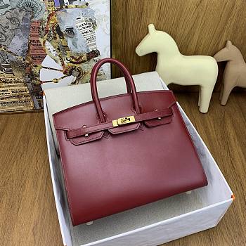 Kitlife Hermes Kelly Bag Burgundy Box Calf Leather - 25cm