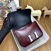 Kitlife Hermes Constance 24cm Box Leather 57 Bordeaux Burgundy Bag Silver Buckle - 3