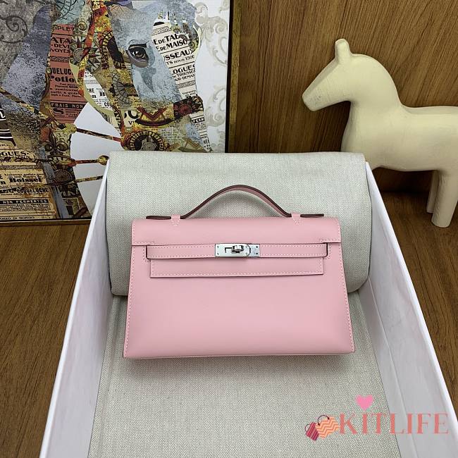 Kitlife Hermes Kelly Mini Bag Light Pink Epsom Leather Silver Buckle 22cm - 1