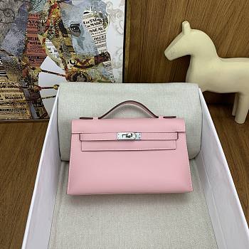 Kitlife Hermes Kelly Mini Bag Light Pink Epsom Leather Silver Buckle 22cm