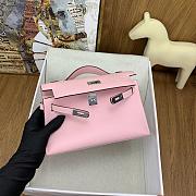 Kitlife Hermes Kelly Mini Bag Light Pink Epsom Leather Silver Buckle 22cm - 5