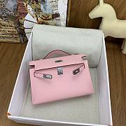 Kitlife Hermes Kelly Mini Bag Light Pink Epsom Leather Silver Buckle 22cm - 3
