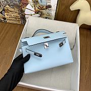 Kitlife Hermes Kelly Mini Bag Light Blue Epsom Leather Silver Buckle 22cm - 3