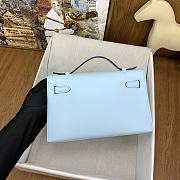 Kitlife Hermes Kelly Mini Bag Light Blue Epsom Leather Silver Buckle 22cm - 2