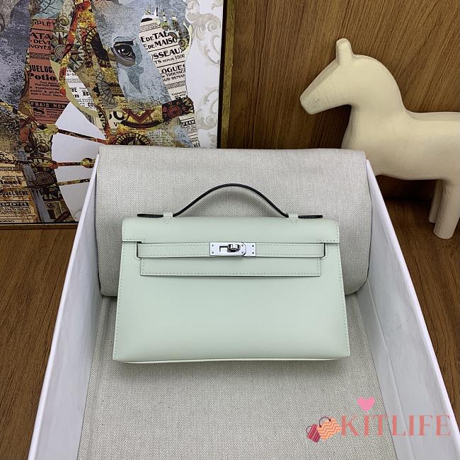 Kitlife Hermes Kelly Mini Bag Light Green Epsom Leather Silver Buckle 22cm - 1